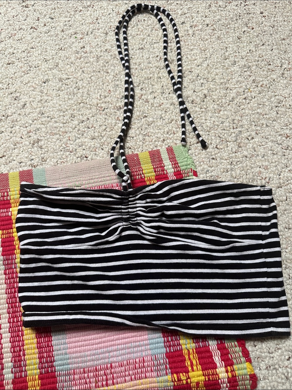 Black & White Striped Bandeau Top